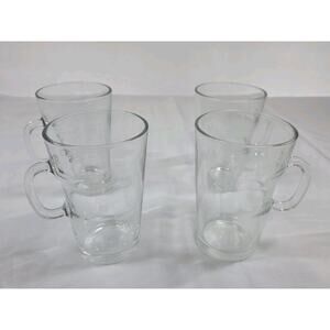 4 Atelier Nespresso TALL 12 oz Minimalist LATTE Glass Coffee MUGS France